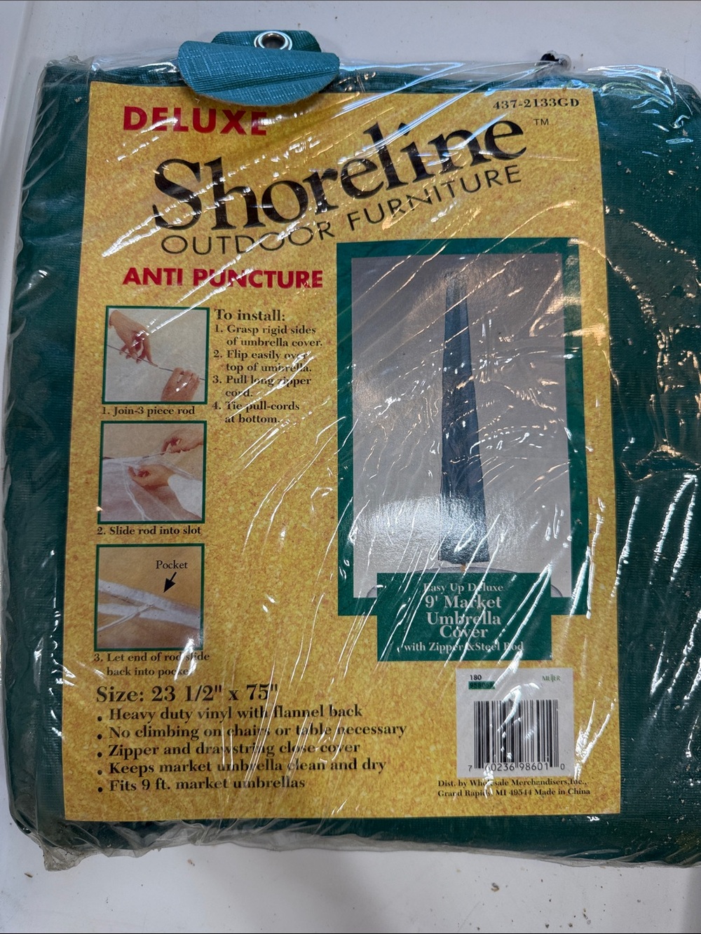 Shoreline Green Outdoor Umbrella Cover - Deluxe Anti-Puncture